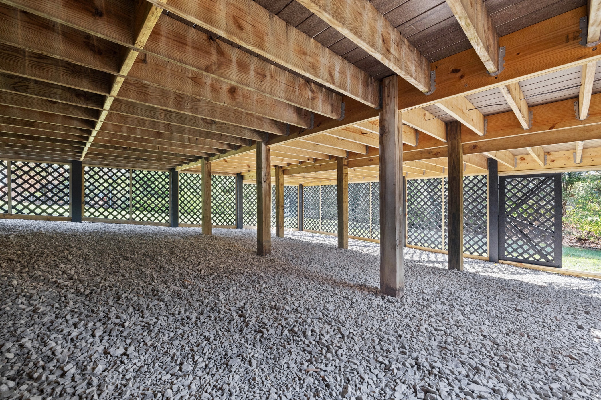 Engineered structural framing under Amberset deck