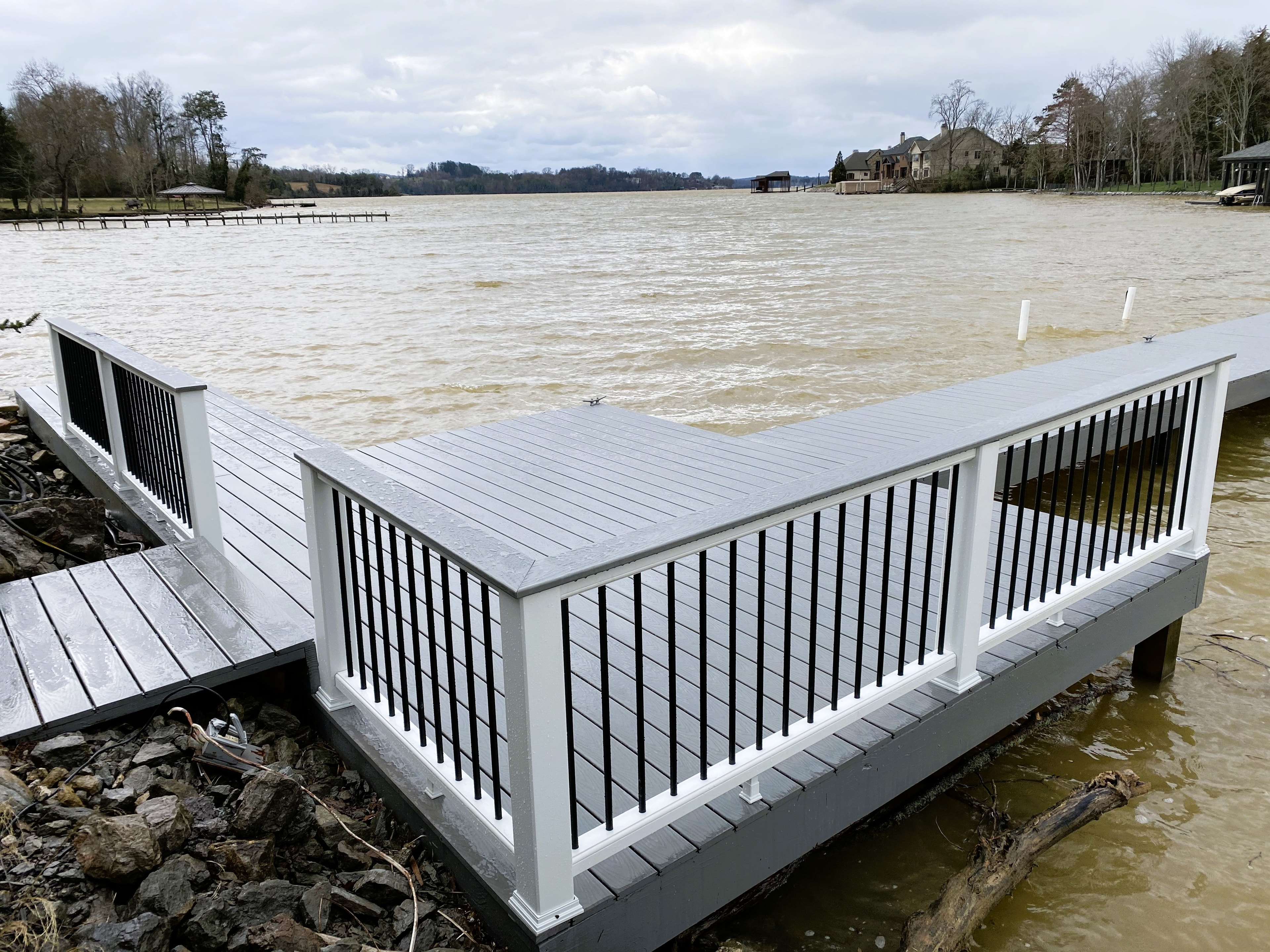 Angled view of Norris elevated composite dock